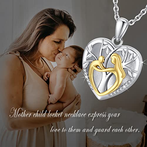 Womens Locket Necklace Holds Pictures 925 Sterling Silver Heart Locket Necklace Lovket Mother Daughter Locket Father’s Day Gift Mom Mother And Child Photo Necklace Picture Locket Necklace For Women Small Locket Picture Necklaces Grandma Mother Female Lockets For Women That Hold Pictures Woman Heart Shaped Locket Necklace Protection For Pregnant Women New Mom Jewelry Mommy Metal Lockets #TOP6