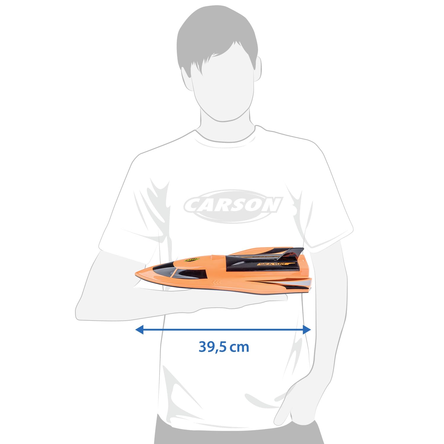 Carson Sea Ray RC - Barco RTR, 2,4 GHz, Doble accionamiento, LED, Color Naranja