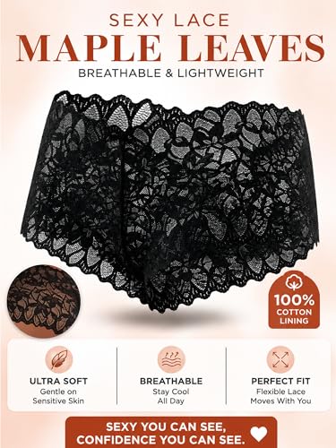 Image of ALL OF SHE Sexy Underwear Panties for Women Cheeky V Waist Lace Boyshorts Lingerie Plus Size Underwear Gift Wife Women 5 Pack