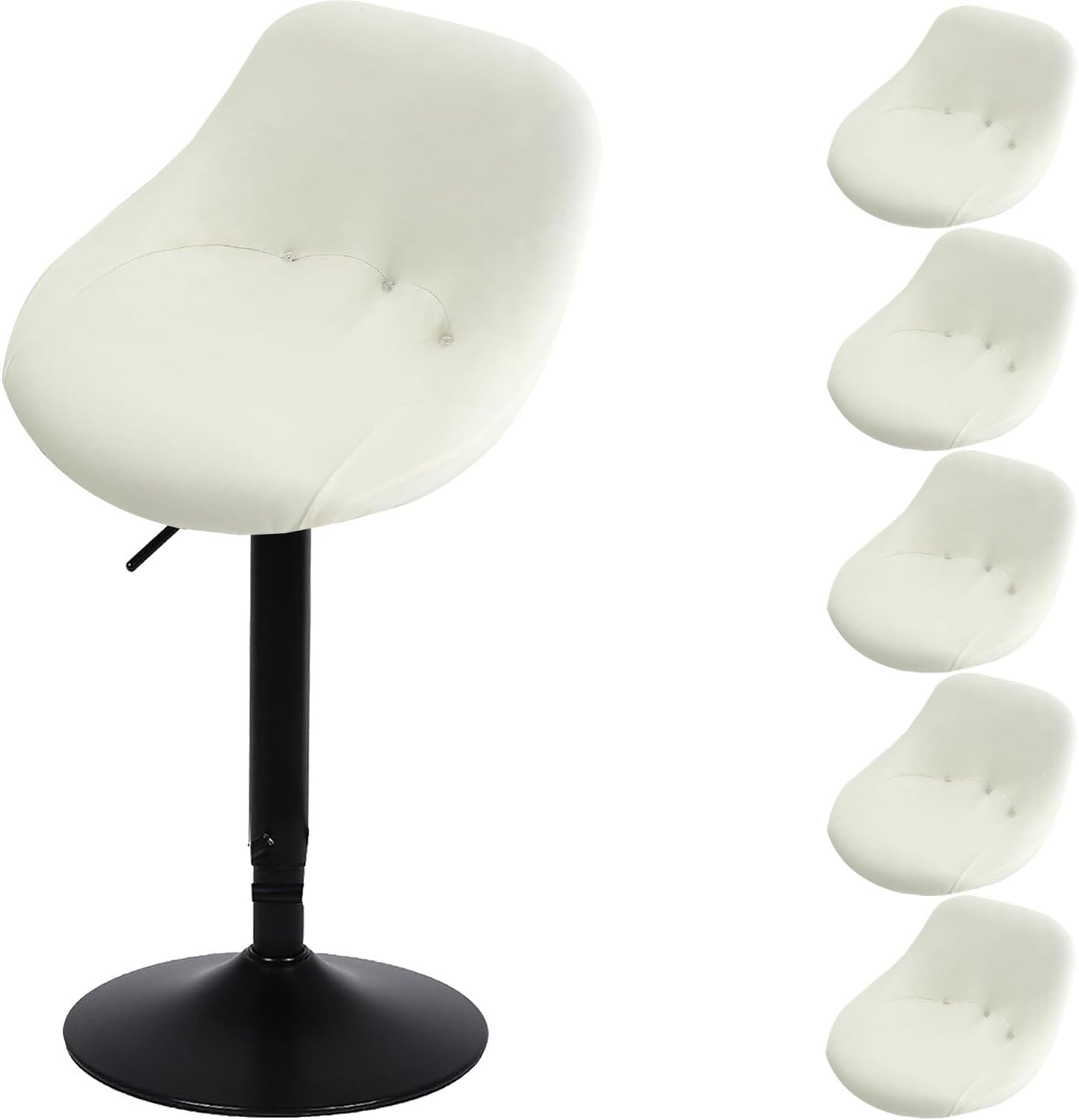 伸縮性のある回転式バースツールカバー、1/2/4/6カーブアクセントチェアプロテクタースリップカバーセット。カウンターの高さのスツール、キッチン、朝食バー、ダイニングに洗濯可能(B6、6個)。