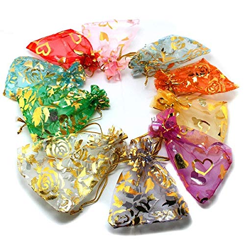 Swastikart 13X18 CMS Pack of 100 Pcs. Stylish Organza Bag for Party Favors and Gifts Soft Organza Tissue Bag for Storing Jewelry and Coins Mix Colours (B09L8DZRLF) Amazon Price History, Amazon Price Tracker
