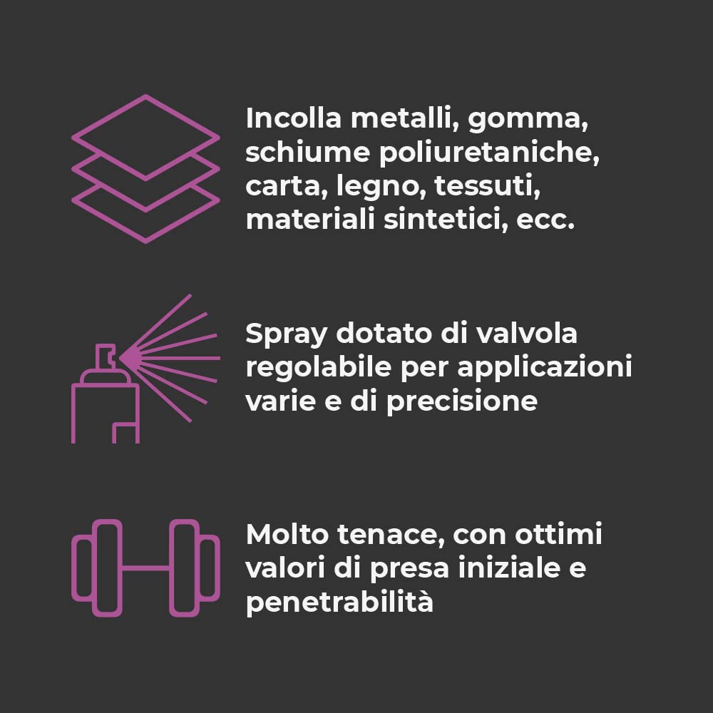 MULTICOLLA PRO Colla Spray per Carta, Legno, Metalli, Tessuti, Materiali Sintetici, 400 ML, NA92 PRO (1 pezzo)