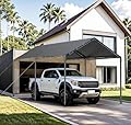 Carport, 10x20ft Heavy Duty Portable Garage, Car Port with Storage Shed, Car Canopy Car Tent with Steel Frame All-Season Tarp for Car, Truck, Boat, Party (B-Gray)