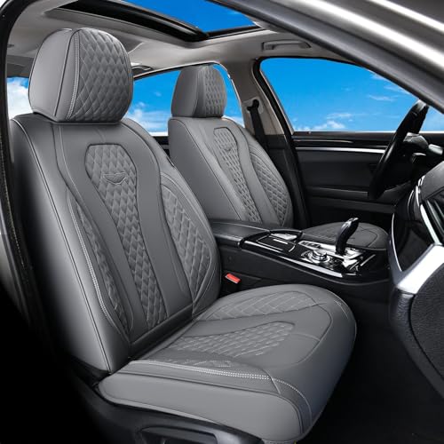 Image of Coverado Seat Covers, Car Seat Covers Front Seats, Gray Car Seat Cover, Waterproof Car Seat Covers, Car Seat Cushion, Front Car Seat Covers Leatherette Car Seat Protector Universal Fit Most Cars