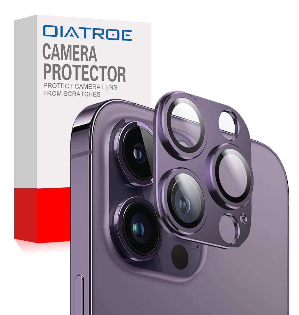 OIATROECamera Lens Protector for iPhone 14 Pro/14 Pro Max, [2 in 1] Camera Lens Protector Ring + Camera Lens Tempered Glass Protector Film -purple