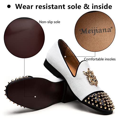 Image of Meijiana Mens Velvet Loafers Dress Shoes with Metal Embellishments Party Luxury Loafer Shoes