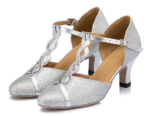 TDA Women's Fashion T-strap Glitter Synthetic Salsa Tango Ballroom Latin Modern Dance Wedding Shoes4