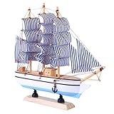 Toyvian Retro Holz Segelschiff Modell Mediterraner Stil Dekoratives Segelboot Holzschiff Ornament für Wohnzimmer Büro Schlafzimmer Tischdekoration Geschenk