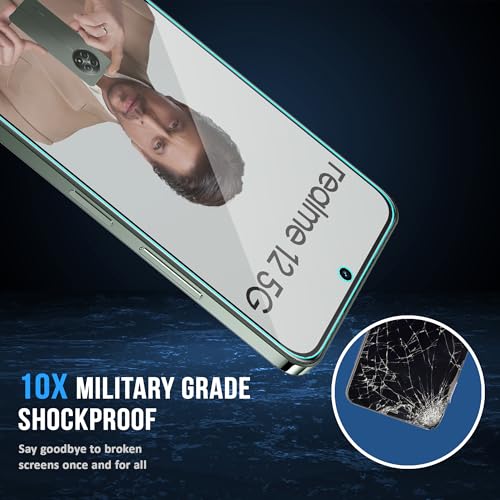 Image of ArmourPro Military Grade Matte Anti-Glare Tempered Glass Screen Protector for Realme 13, 12X, 12, Realme 11X (6.8 Inch) With Installation Kit | Edge-To-Edge Protector Coverage | Black, Pack of 2