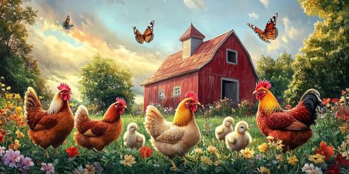 Pintar por números adultos granja: reduzca el estrés con manualidades creativas DIY sin marco