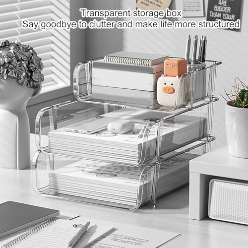 Bac de rangement pour papier empilable pour optimiser l'espace de bureau - 3