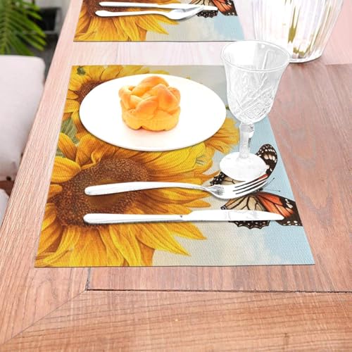 Sets de table tissés en PVC lavables pour protéger des taches - 8