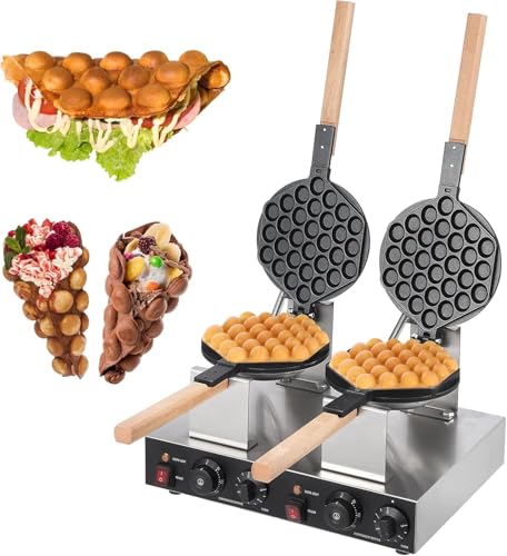 TrailBlaze Bubble Waffle Maker, 2800W Double-sided Heating Bubble Waffle Maker, Adjustable Temperature and Time, Non-Stick Coating Egg Waffle Maker for Snack Bars, Schools, Restaurants and Families