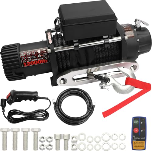 Winch eléctrico 12000 lb motor 12V control remoto miniatura 1