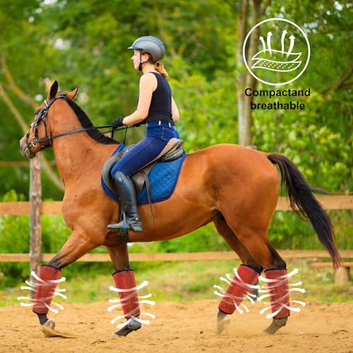Image of Horse Fly Boots, Breathable Mesh Protection Set of 4, Comfortable Horse Leggings, Breathable Mesh Design, Equine Supplies for Reduce Stomping, Hoof Damage & Leg Fatigue (Orange, Medium)