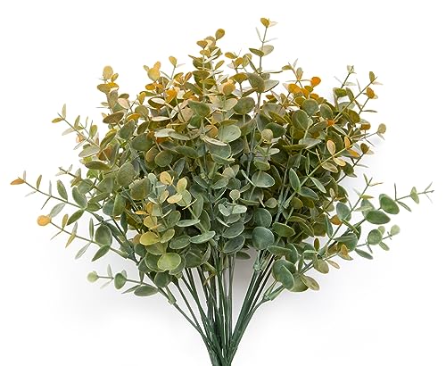 YOOHOTOUCH 5 Bundles Artificial Eucalyptus Stems，Faux Greenery Fake Dust Frosted