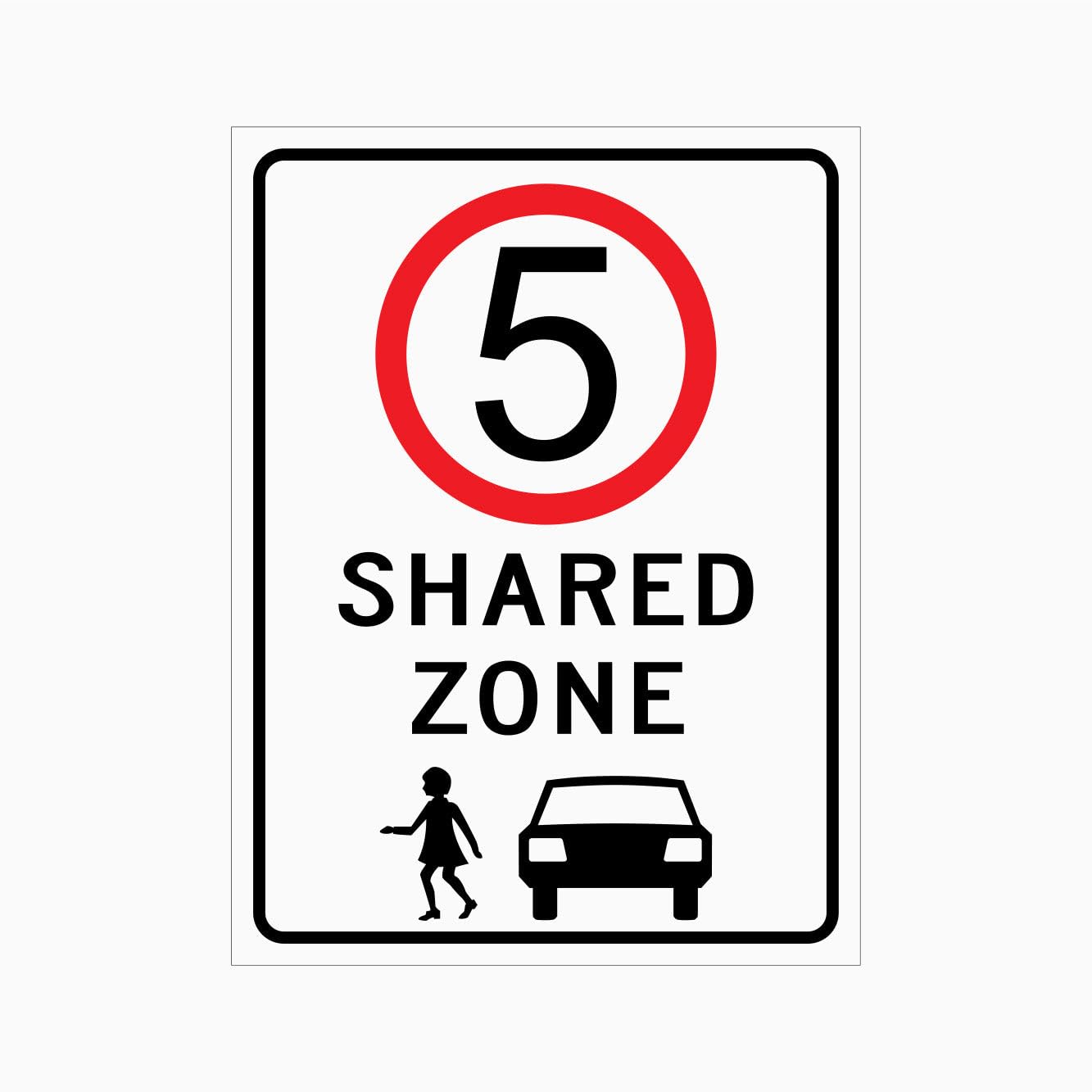 5km SHARED ZONE Sign Traffic Metal Tin Sign 8 x 12 inch for Industrial & Commercial Series