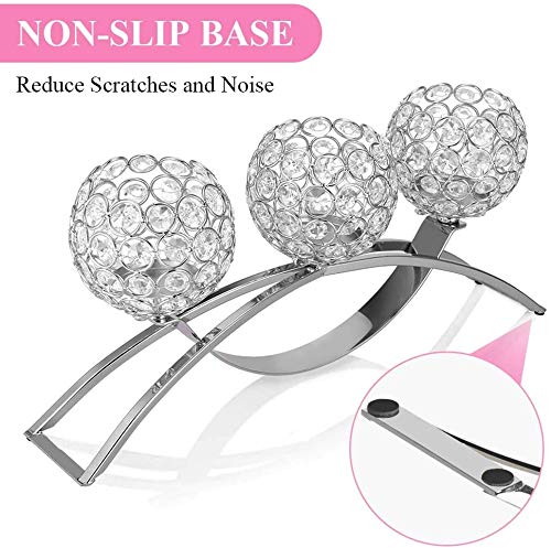 Gototop Crystal Candle Holders,3 Crystal Pillar Candlestick,Coffee Table Decorative Centerpieces For Living Room,Dinning Room Christmas Decoration, Table Decoration,Wedding Gifts(Silver) #TOP2