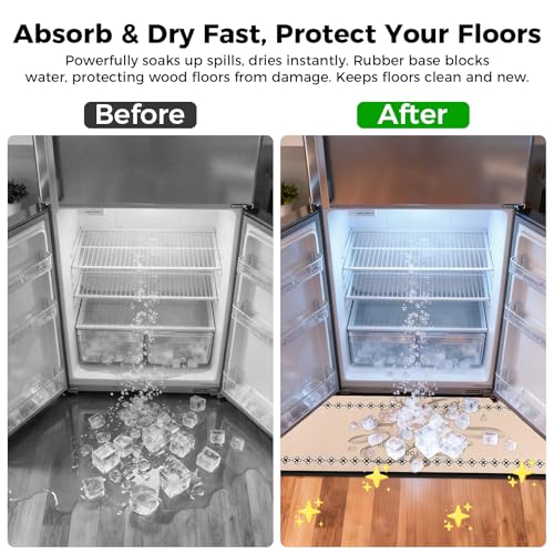 Image of Fridge Mat - 9.1 inch x 38.6 inchRefrigerator Mats with Water Absorbent, Leak-Proof Rubber Backing, Easy to Clean, Bohemian Design, Protect Floors from Spills (Rose)