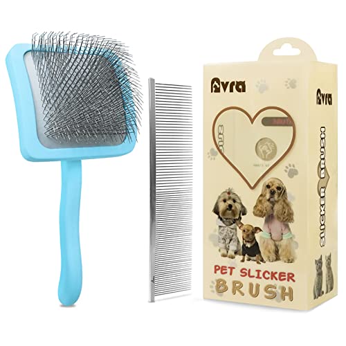 Avra Slicker Brush for Dogs,Long Pin Dog Slicker Brush,Groom Like a Pro,Ideal for Medium or Long Haired Dogs,Blue