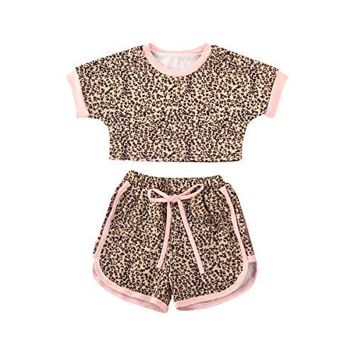 Newborn Infant Baby Girl Clothes Pocket Flower Ruffle Short Sleeve T-Shirt Top+Floral Pants +Headband Outfits Set (Pink Edge, 3-4 Years)