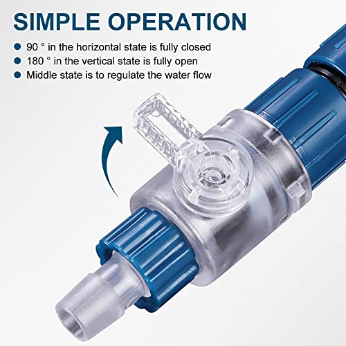 Image of MiOYOOW Aquarium Hose Valve, Fish Tank Hose Connector Fishbowl Water Flow Control Valve with Quick Release Handle for Aquariums Fish Tanks