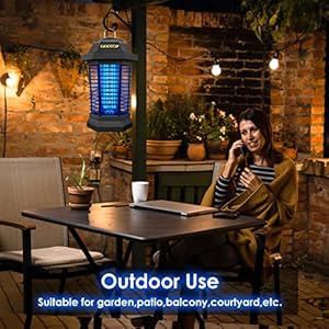 GOOTOP Bug Zapper Outdoor, Mosquito Zapper Outdoor, Electric Fly Zapper,Fly Traps, Mosquito Killer, 3 Prong Plug,Flying Insects Zapper Outdoor 90-130V, ABS Plastic Outer (Black)