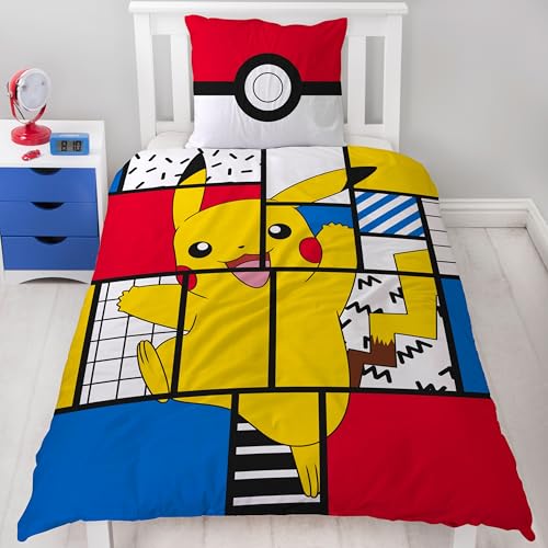 Character World Pokemon Bettwäsche Set Pikachu 135x200 cm + 80x80 cm...