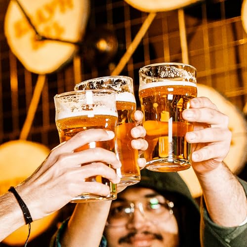 Beer Glasses Set of 6-560 ml Beer Ale Drinking Glasses with Traditional British Pub Design - Lead Free Easy Stacking - Image 5