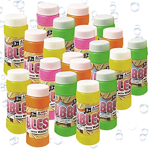 ArtCreativity 3.5 Inch Bubble Blower Bottles with Wands - 24 Pack - Bubble Toy for Kids with 2oz of Solution - Outdoor Summer Fun - Birthday Party Favors, Supplies for Boys and Girls - Assorted Colors