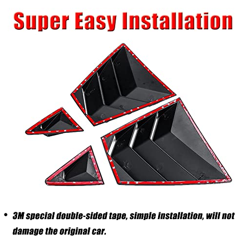 Boyuer For Toyota Corolla 2020 2021 2022 2023 Racing Style Rear Side Window Louvers Sport Style Scoop Louvers Cover Blinds Exterior Decoration-Carbon Fiber Black #TOP3