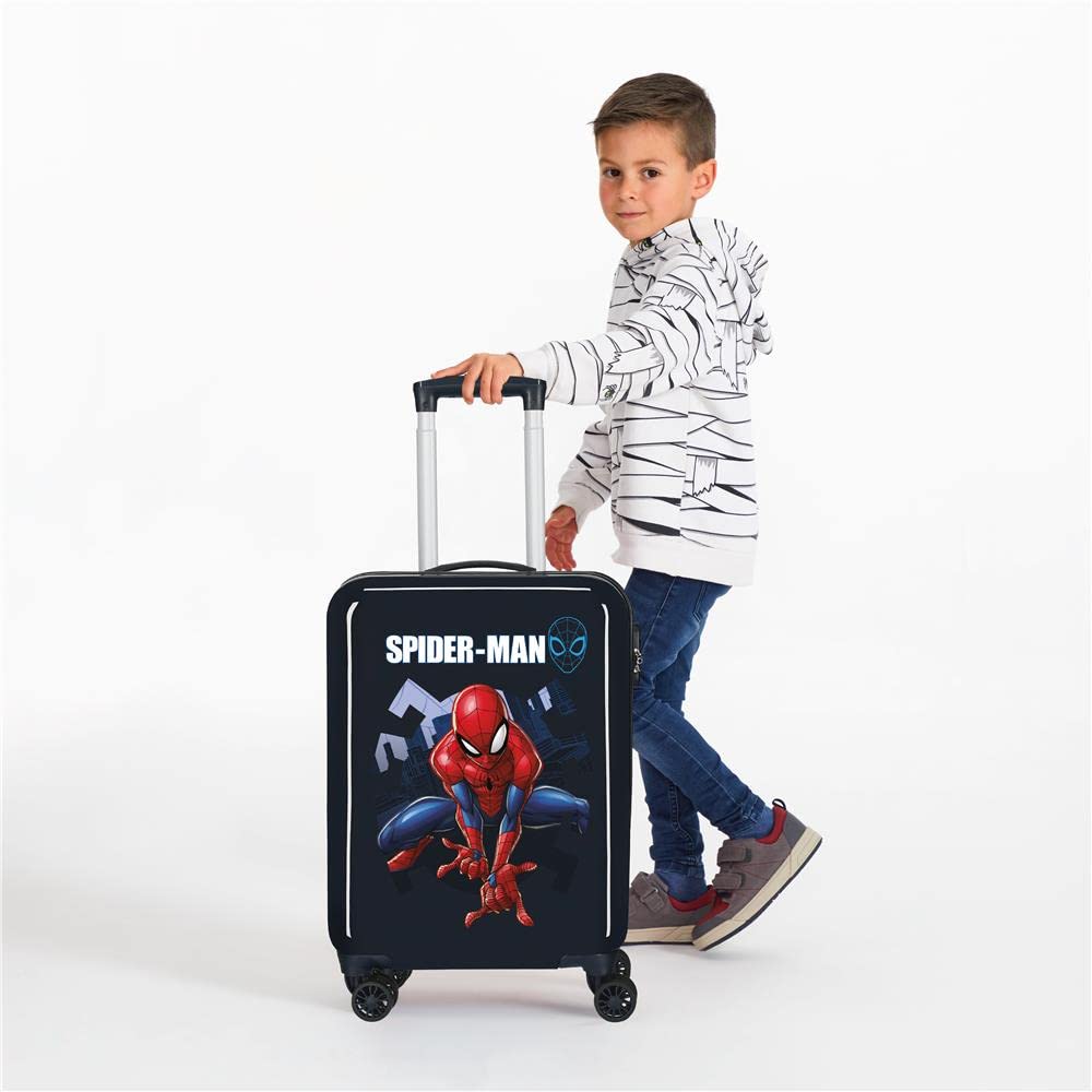 Marvel Spiderman Action Valise Trolley Cabine Bleu 37x55x20 cms Rigide ABS Serrure à combinaison 34L 2,6Kgs 4 roues doubles Bagage à main