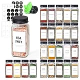 Photo Gallery comsaf set di 6 barattoli per spezie in vetro da 113,4 g con coperchio shaker, 21 etichette e set di prova - contenitori vuoti quadrati per cucina Photo Gallery comsaf set di 6 barattoli per spezie in vetro da 113,4 g con coperchio shaker, 21 etichette e set di prova - contenitori vuoti quadrati per cucina