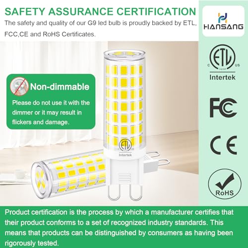 Hansang 10 Pack G9 Led Bulbs 4000K Natural Daylight 6W (60W Halogen Equivalent) T4 Chandelier Light Bulbs G9 Bi Pin Ceramic Base thumb #5