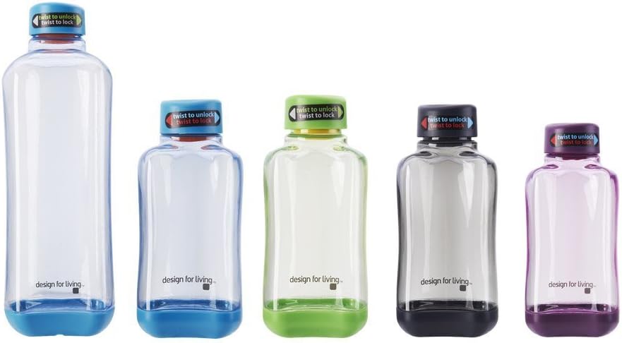 Design For Living 5097664 6-Piece Stackable Water Bottle Set with Spill Resistant Lid, Assorted