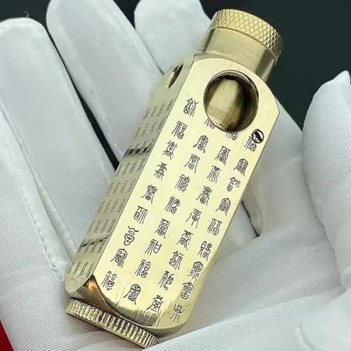 Image of Smoke King Hand Mandarin Engrave Brass Lighter Vintage Trench-Style, Handcrafted Wukong Detailing, Refillable Oil Flame (Fuel Not Included)