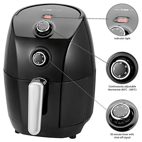 Clatronic FR 3698 H Heißluft-Fritteuse, Öl- und Fettfrei, 1.5 Liter Fassungsvermögen, 30 Minuten-Timer mit Endsignal… – Bild 3