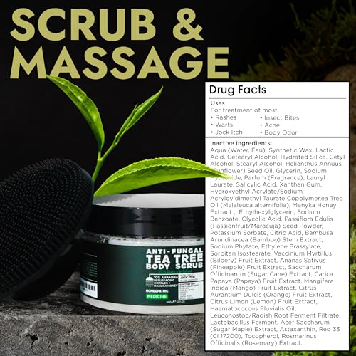 Image of Antifungal Body Scrub with Tea Tree Oil Soothes Itchy Skin & Rashes