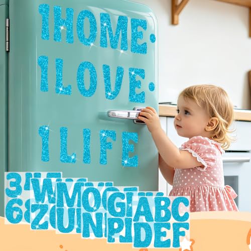 Image of Bulletin Board Letter 74PCS Glitter Letter Sticker Large 5 Inch, Light Blue