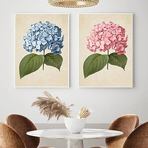 Art mural toile fleur d'hortensia au design vintage de haute qualité