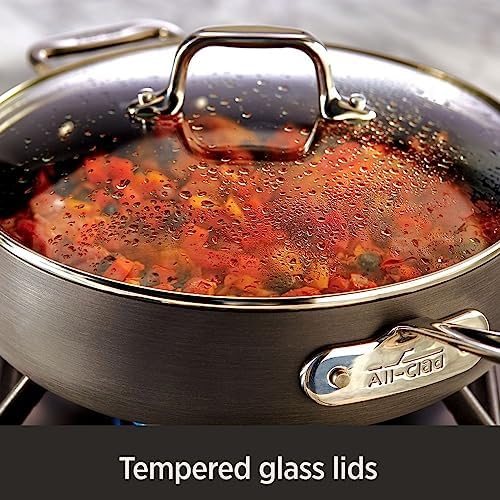 All-Clad HA1 Hard Anodized Non Stick Everyday Pan w/ Lid and Handles, 12 Inch, Induction, Oven Broiler Safe 500F, Lid Safe 350F, Deep Frying Pan, Skillet, Pots and Pans, Kitchen, Cookware, Black - Thumbnail 4
