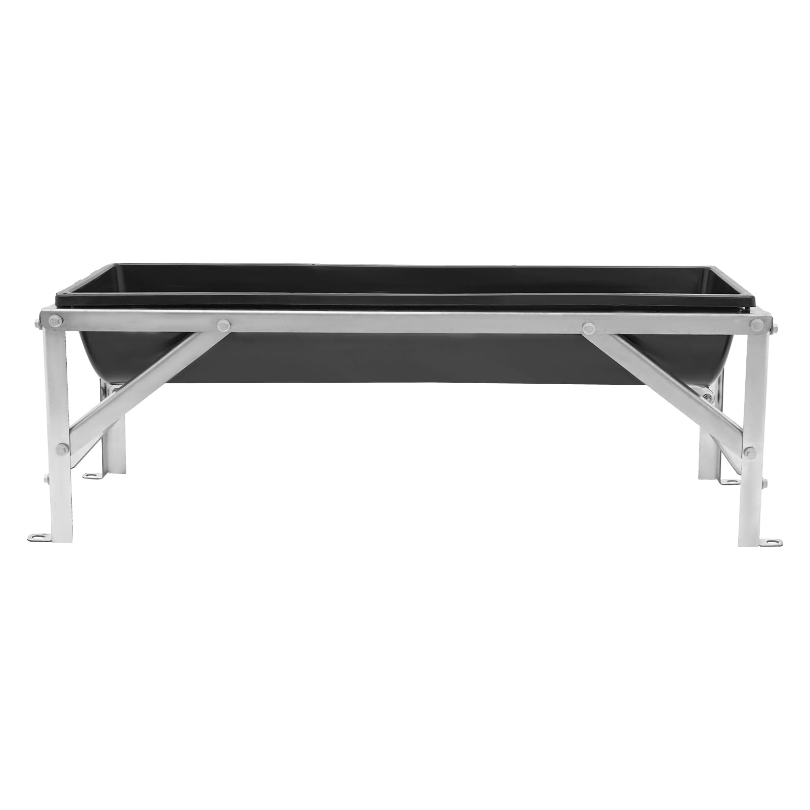 Comedero de 35 l de acero galvanizado y polipropileno para animales de pastoreo, 103 x 33 x 36,5 cm | Comedero para heno con soportes triangulares, comedero con bandeja extraíble para ovejas, cabras, caballos y ganado