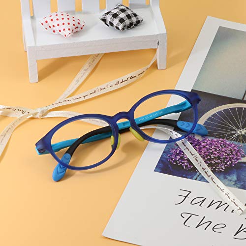 Image of LifeArt Kid Blue Light Blocking Glasses, Filter 85% of Harmful Blue Light, Anti Eyestrain and Blurry, Computer Glasses, Cut UV400 Anti Glare(Blue)