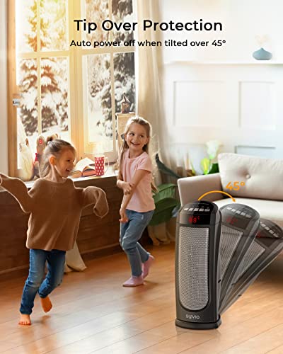 Syvio 19’’ Space Heater, 2S Fast Heating, 4 Modes, Portable Heater With Thermostat, 12H Timer, Remote, 70° Swing, Overheat&Tip-Over Protect, Electric Heaters For Indoor Use, Small Room Office Garage #TOP7