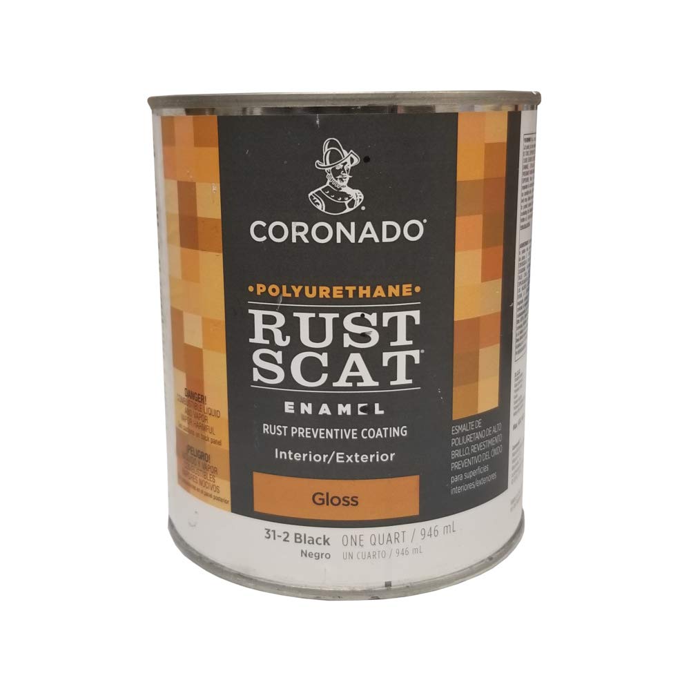 Quart Black Gloss Polyurethane Rust Scat Enamel