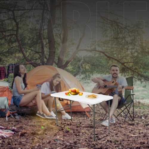 ACCURATE 4Ft Heavy Duty Folding Table, Premium Quality Camping Table for Outdoor & Indoor Use for BBQ| Picnic| Garden| Office Party| Camping Activity-WHITE (120X61X74cm) (4FT) - Image 2