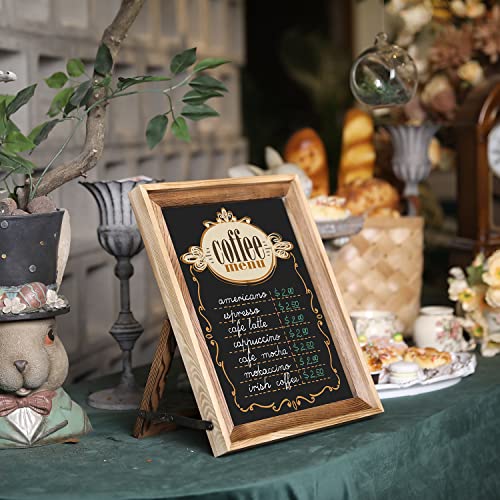 Mygift Picture Frame Style Chalkboard Tabletop Easel, Two-Toned Rustic Burnt Solid Wood Framed Freestanding Chalkboard Sign #TOP1