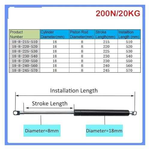 Barres jambe force universelles 560mm pour réparer capot lourd - 2