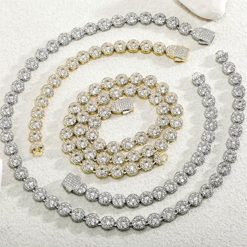 TOPGRILLZ Gold Bracelet Tennis Bracelets for Women Mens 1 Row 10mm 14K Gold Plated Iced Out Cubic Zirconia Solitaire Cluster Pulseras Para Mujer3