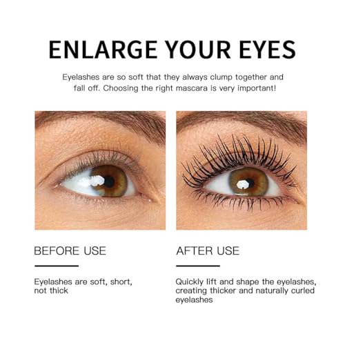 Eyelash Mascara 4D Silk Fiber Waterproof Mascara Hard Wearing, Smudge-Proof Non-Curling Defining For Sensitive Eyes Soft Fibre Brush For Lash Care,Brown(02) - Image 6